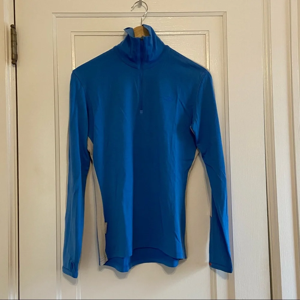 Icebreaker Bodyfit 260 Wool Zip Neck pullover Stripes Medium Blue Gray - Picture 8 of 12